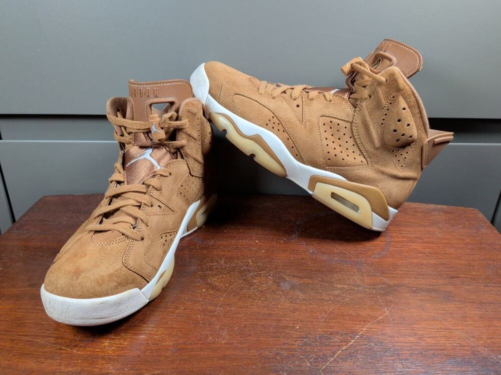 Nike Air Jordan 6 Retro Golden Harvest Wheat Suede Men's Size 9.5 384664-705